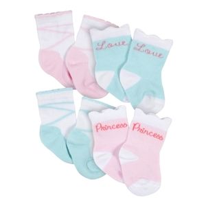 Gerber baby girl wiggle proof socks 4 pack 0-6months